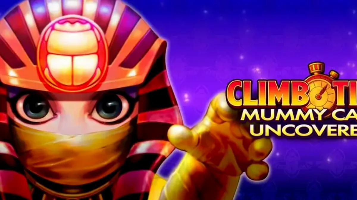 Climb Time Mummy Cash Uncovered slot gameplay dengan latar belakang malam Mesir